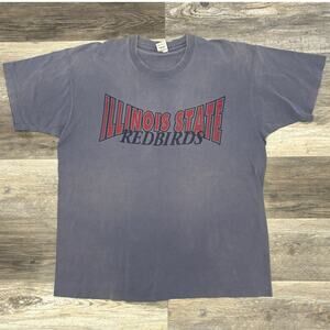 Vintage 90s Illinois State Redbirds Faded Blue Men 2XL Single Stitch T-Shirt USA
